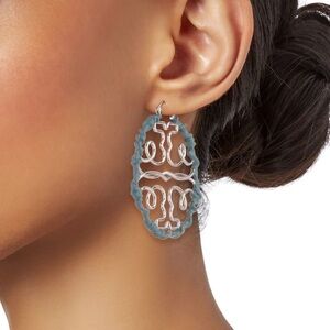 Tory Burch Twisted Miller Silvertone & Enamel Hoop Earrings Silver Artic
